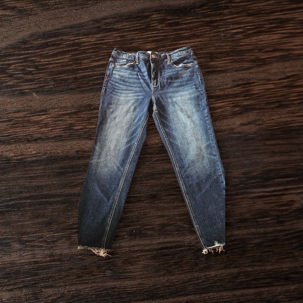 Blue Skinny Jeans with Distressed Details